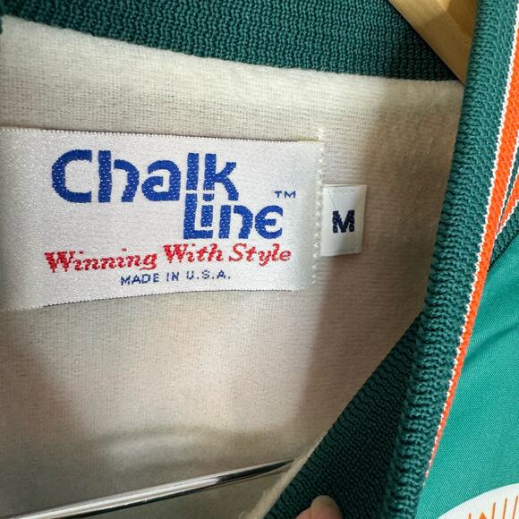 Vintage 80s Miami Dolphins Satin Jacket All Print NFL Football Chalk Line Mens M - Picture 8 of 10